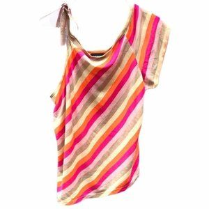 Torrid one shoulder top tan orange pink stripe 2XL